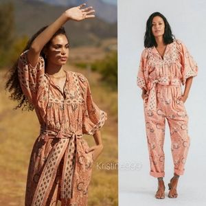 Cleobella Magdalena Jumpsuit in Cherry Blossom Block Print NEW